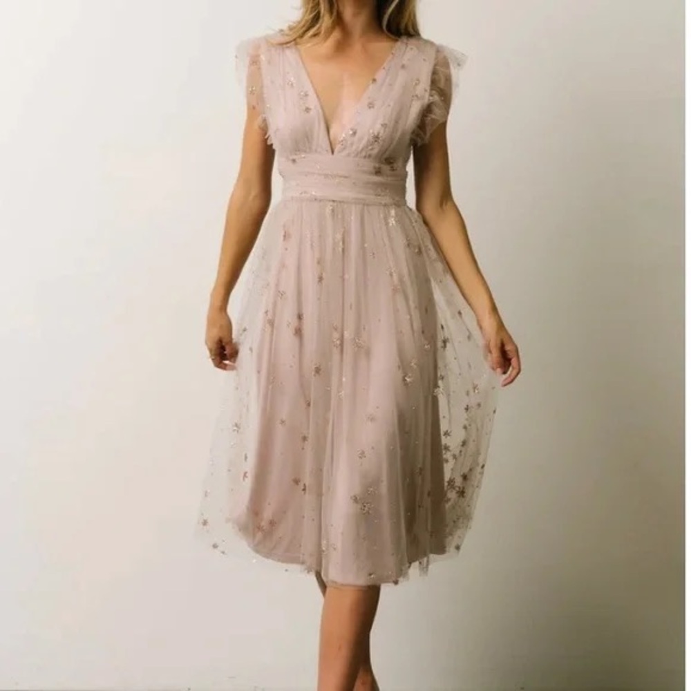 Soieblu Lavender Glitter Midi Dress
